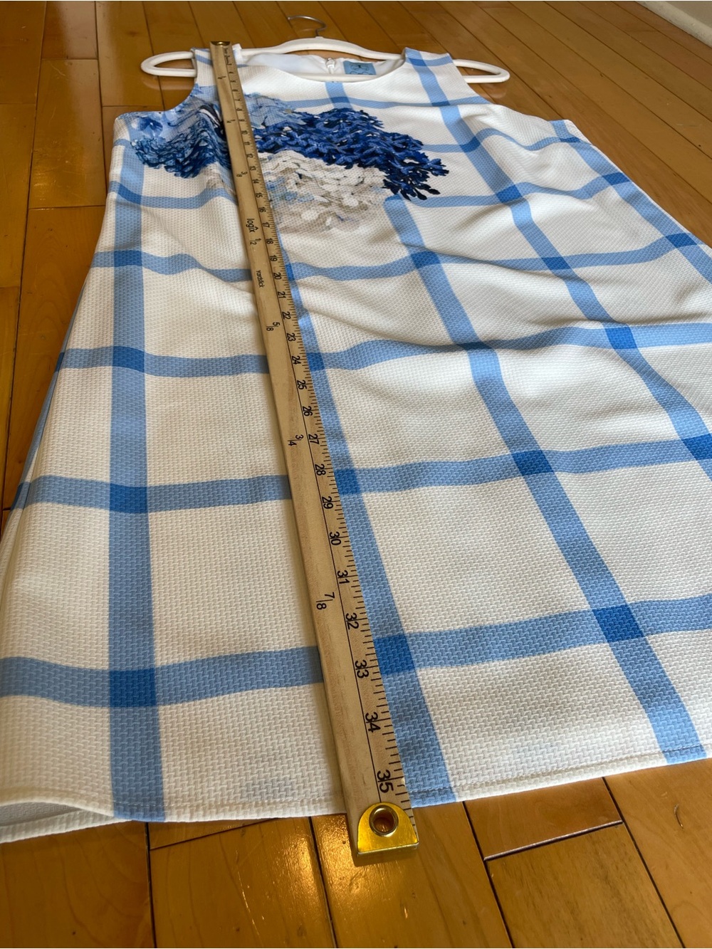 CeCe Hydrangea Print Summer Shift Dress, Sleeveless, Blue & White SIZE 12 - Picture 11 of 13